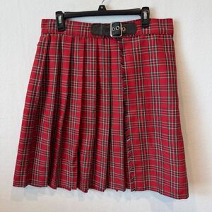 Lip Service Red Plaid Pleated Mini Kilt Skirt Large Punk Grunge Gothic Y2K Alt